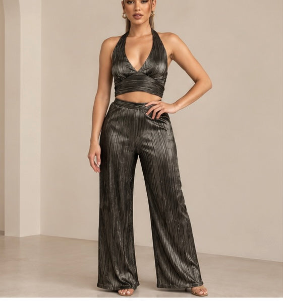 Metallic Lurex Halter Tank & Top