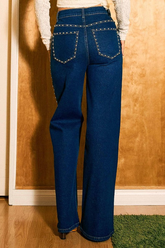 Stud Wide Leg Jeans