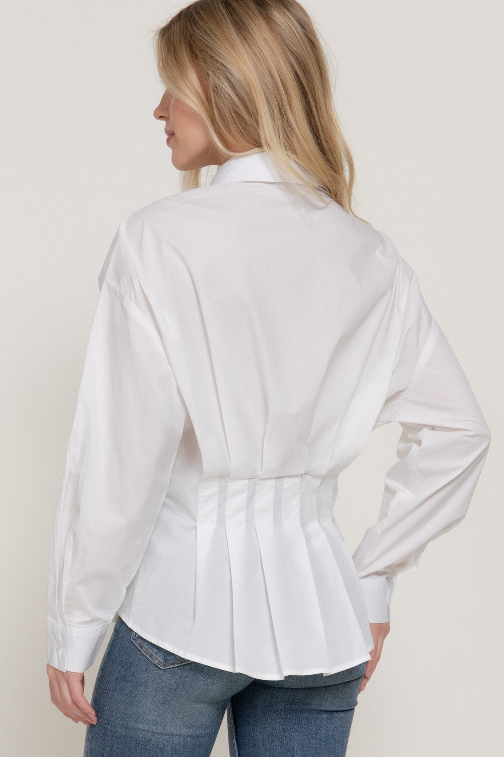 White Pleated Poplin Shirt