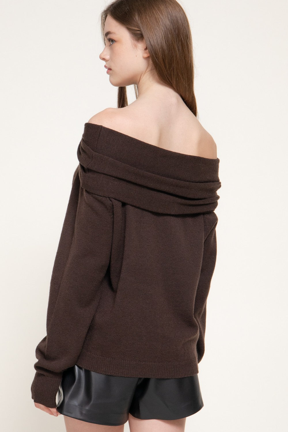 Off The Shoulder Metal Embellishment Sweater