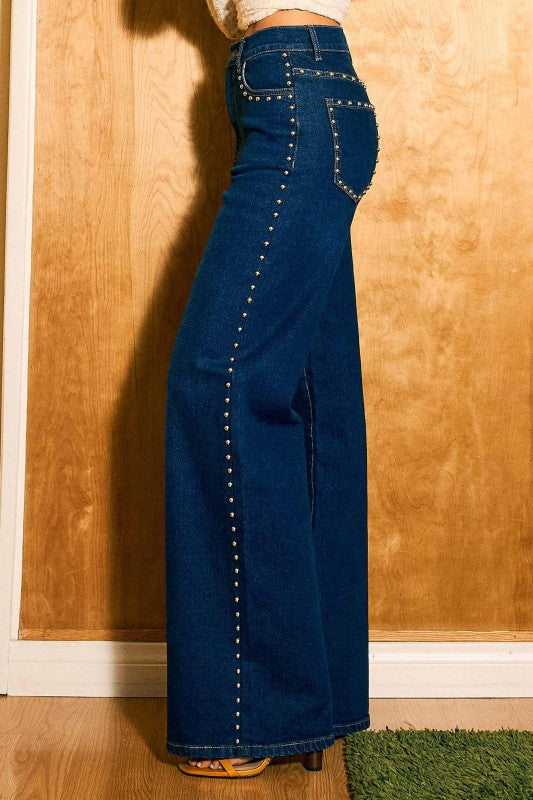 Stud Wide Leg Jeans