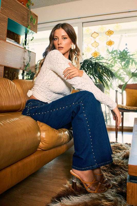 Stud Wide Leg Jeans