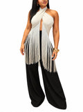 Fringe Champagne Wrap Around Top